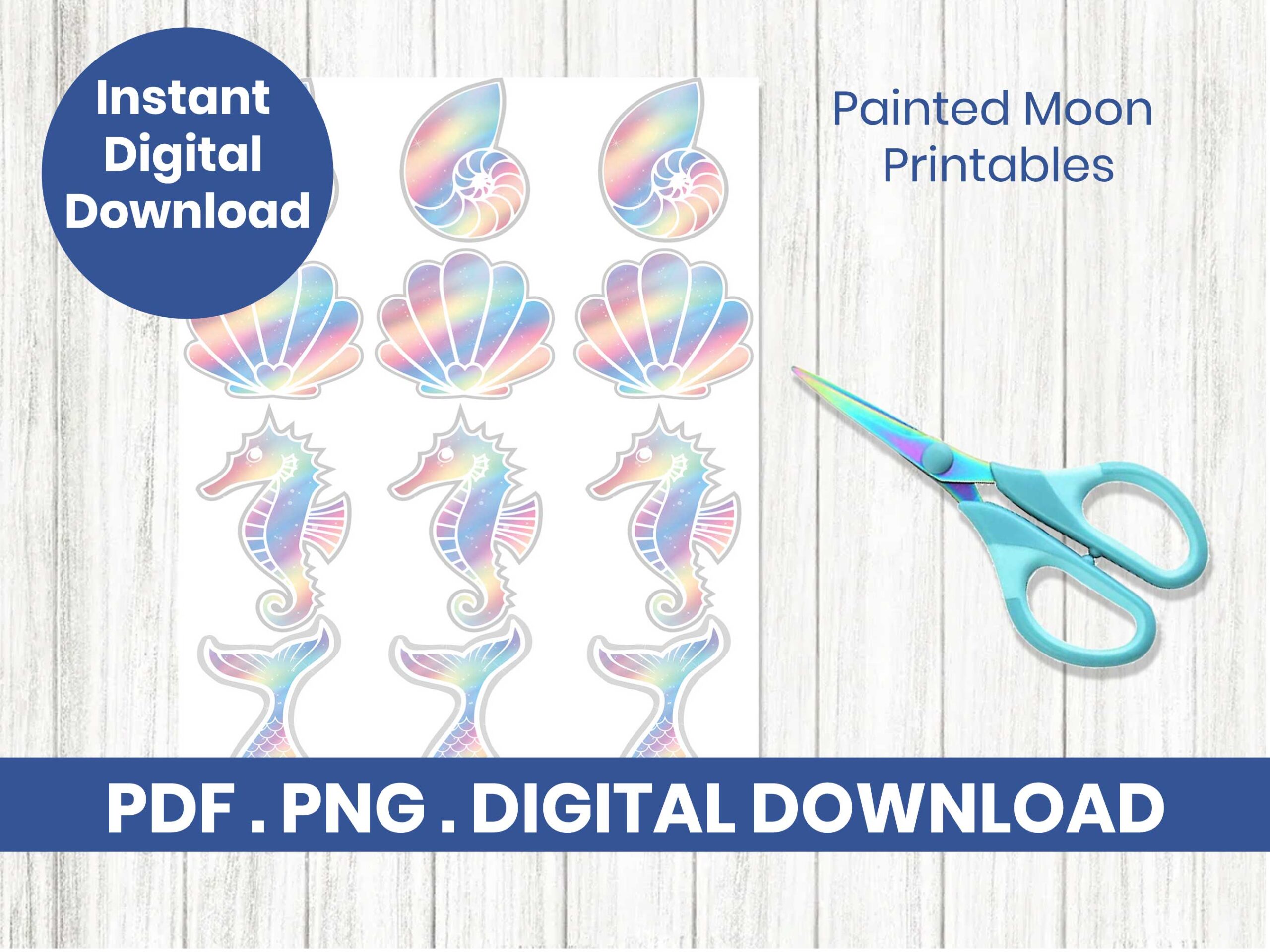 Mermaid Party Wrapper and Cupcake Toppers Printable PDF - Image 3