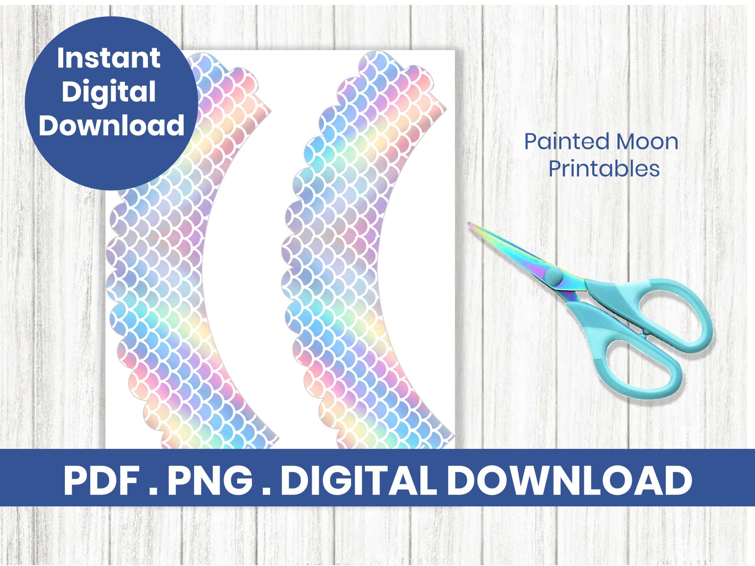 Mermaid Party Wrapper and Cupcake Toppers Printable PDF - Image 2