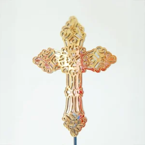Orthodox Filigree Cross - Silver and Gold Layered Cake Topper