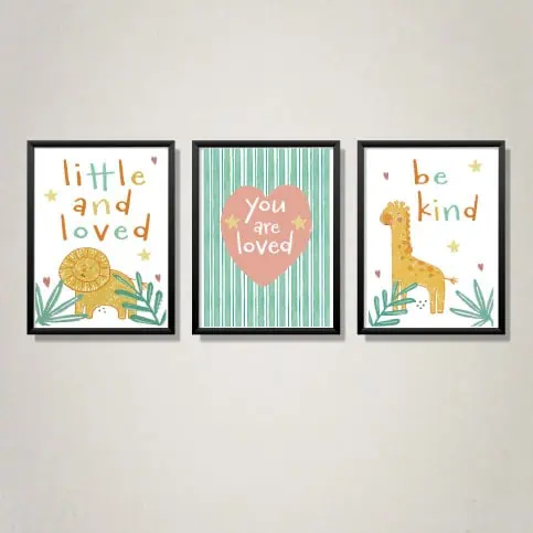 Safari Animals Nursery Prints Set of 3 - Affirmation Quotes Gender Neutral Wall Art - Instant Download - Image 2