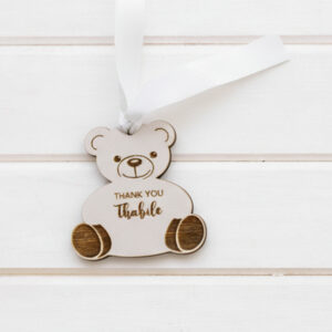 Personalized Baby Shower Bear Wooden Tags