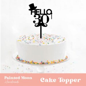 Hello 30 Moustache Cake Topper