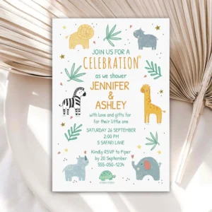Safari Animals Baby Shower Invitation Printable Gender Neutral Digital Evite  Download 5x7
